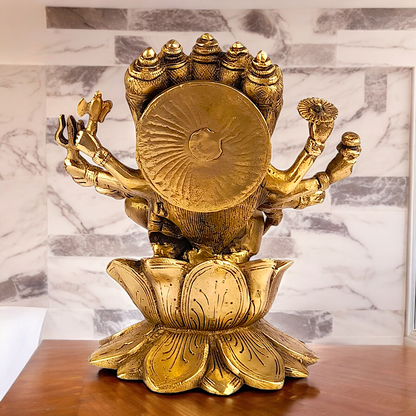 Goddess Gayatri Maa Sitting on Lotus Brass Idol - 9 inches Nikuressence