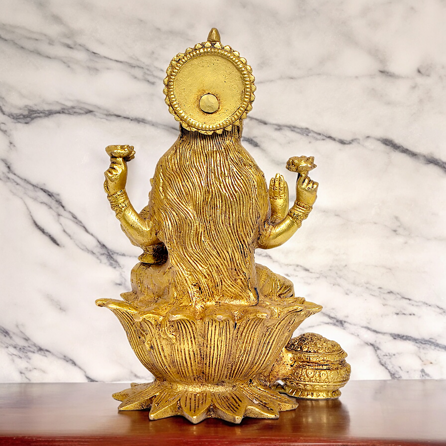 Online Brass Lakshmi Sitting on Lotus Idol - 7.25 inches Nikuressence