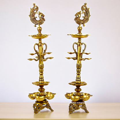 Shop Large Brass Peacock Diya Pair - 27.5 inches Nikuressence