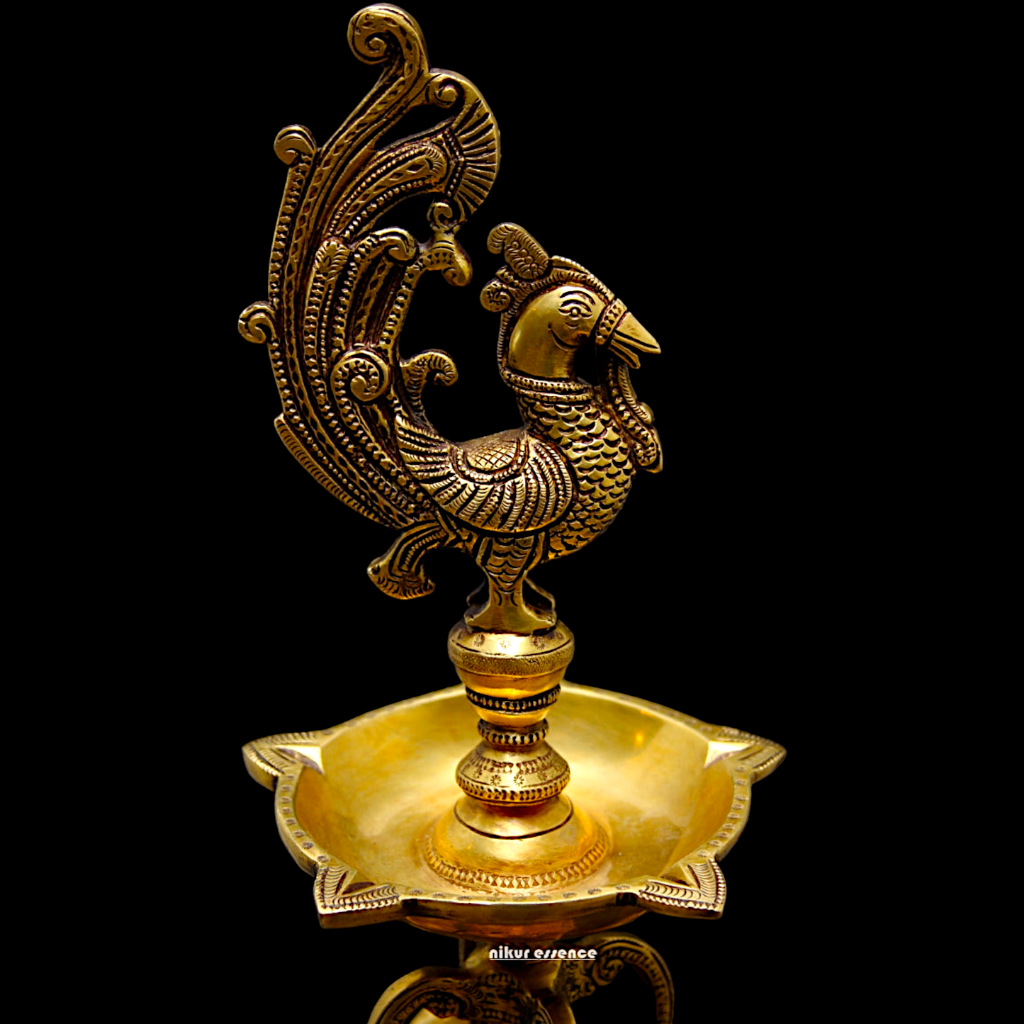 Shop Large Brass Peacock Diya Pair - 27.5 inches Nikuressence