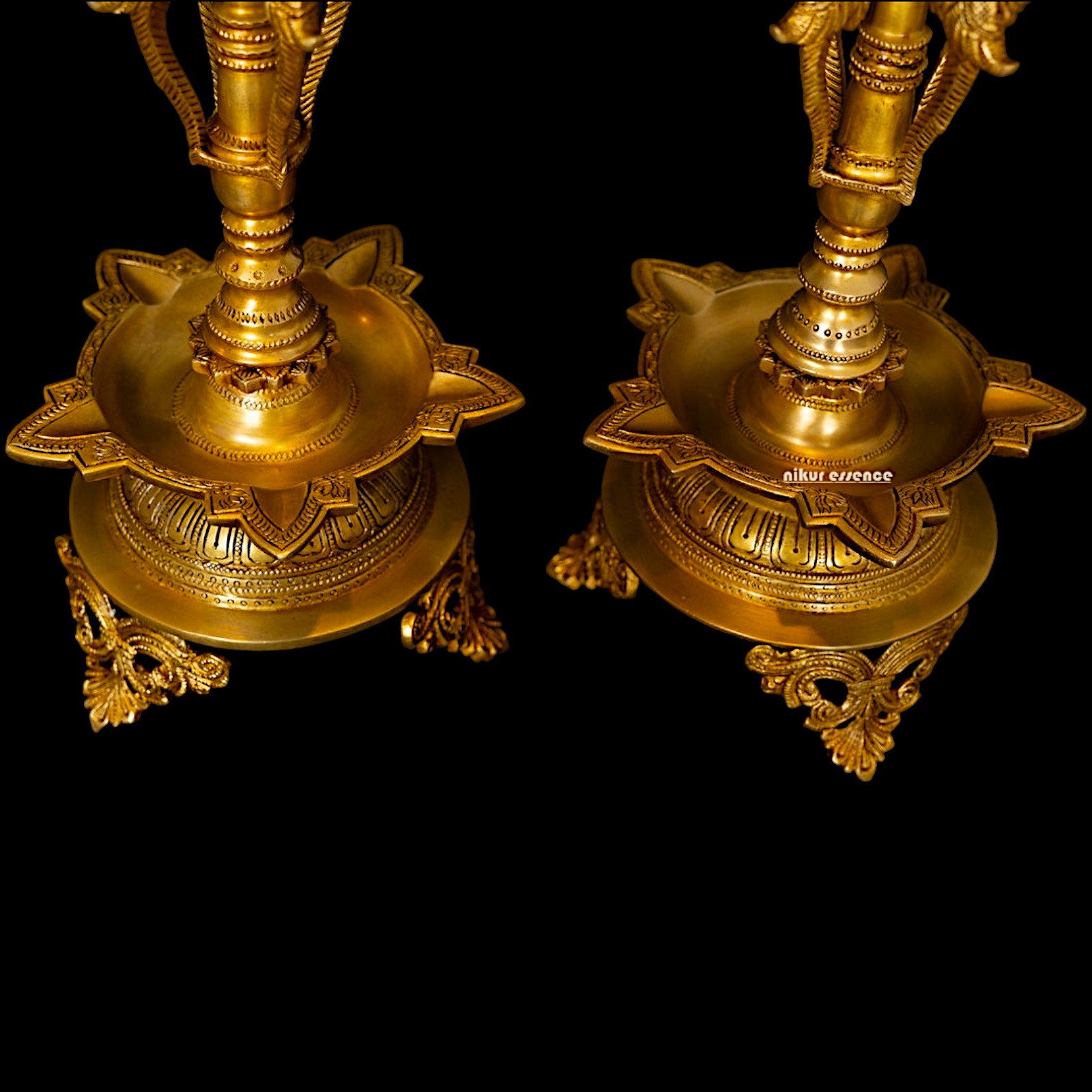 Buy Solid Brass Pair Peacock diya - 23 inches Nikuressence