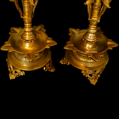 Buy Solid Brass Pair Peacock diya - 23 inches Nikuressence