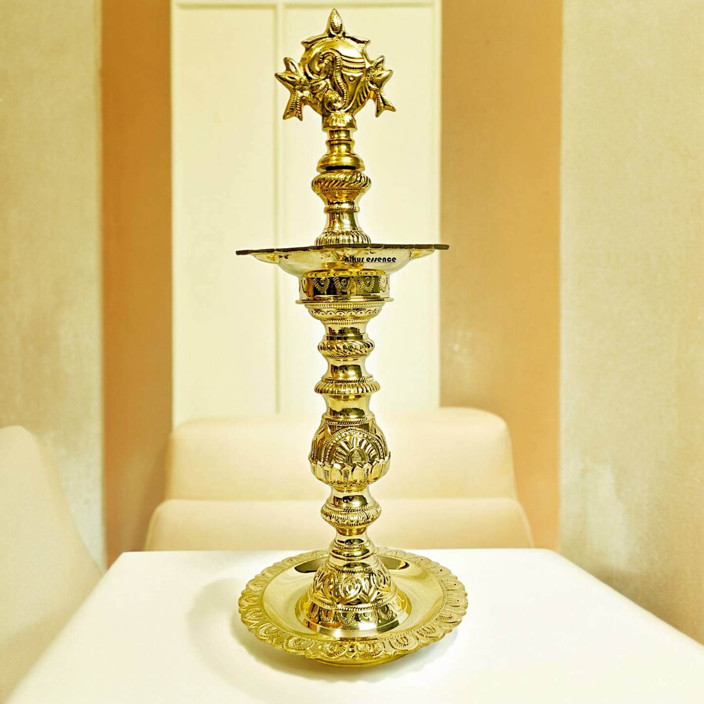 Shop Brass Chakra Five Face Diya - 14.58 inches Nikuressence