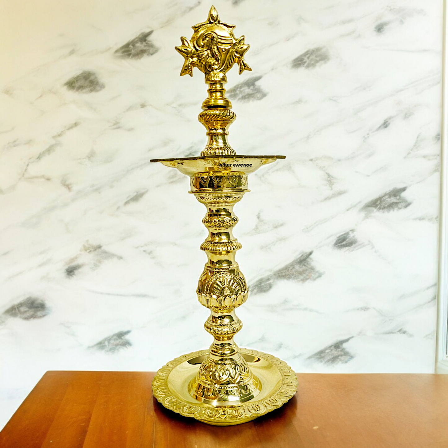 Shop Brass Chakra Five Face Diya - 14.58 inches Nikuressence