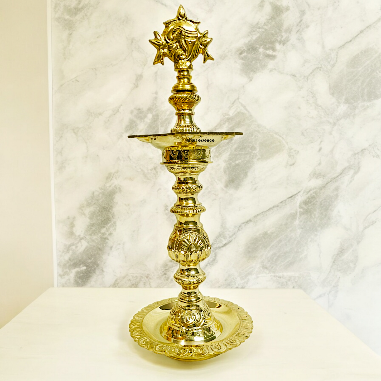 Shop Brass Chakra Five Face Diya - 14.58 inches Nikuressence