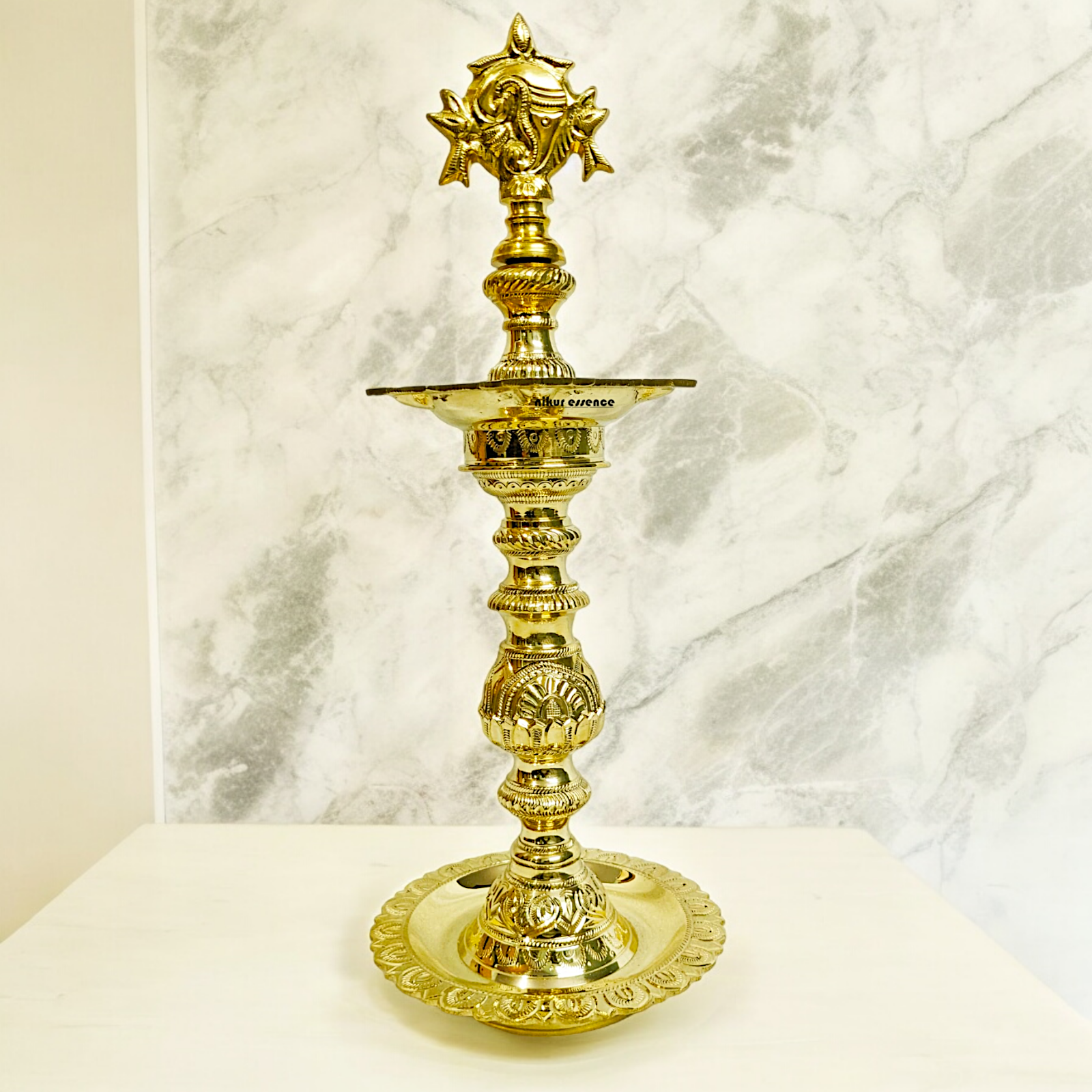 Shop Brass Chakra Five Face Diya - 14.58 inches Nikuressence