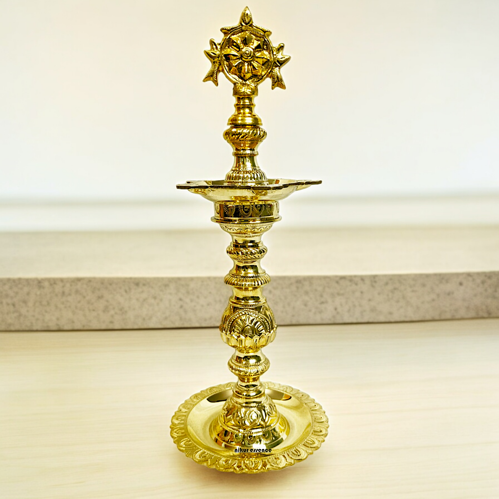 Shop Brass Chakra Five Face Diya - 14.58 inches Nikuressence