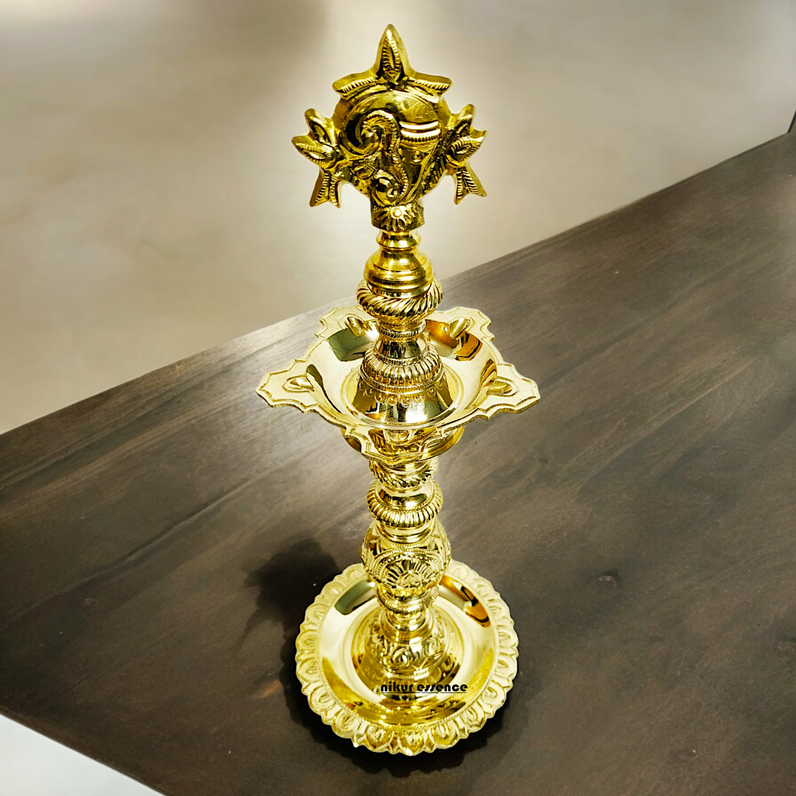 Shop Brass Chakra Five Face Diya - 14.58 inches Nikuressence