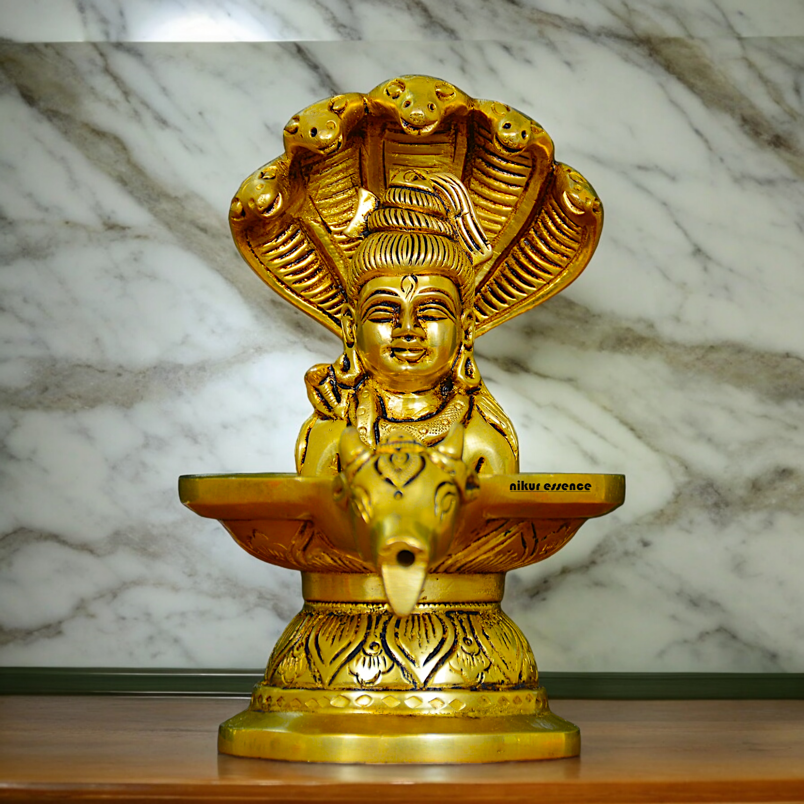 Buy Solid Brass Shiva with Nandi Sheshnag - 16 cm Nikuressence