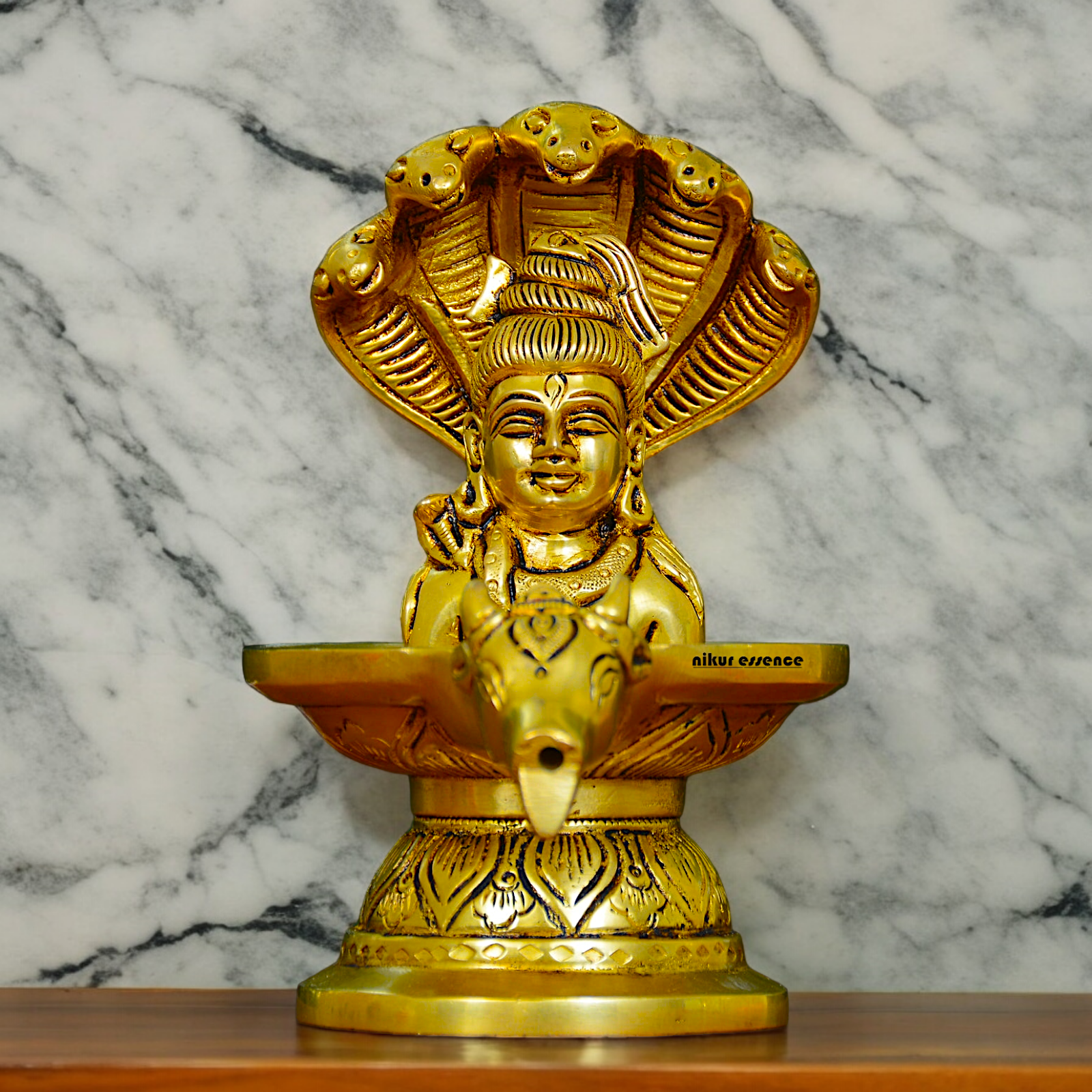 Buy Solid Brass Shiva with Nandi Sheshnag - 16 cm Nikuressence