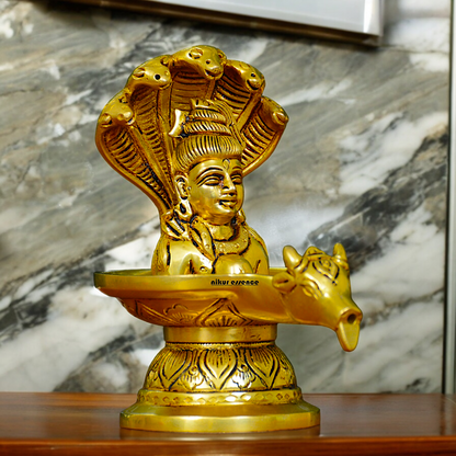 Buy Solid Brass Shiva with Nandi Sheshnag - 16 cm Nikuressence