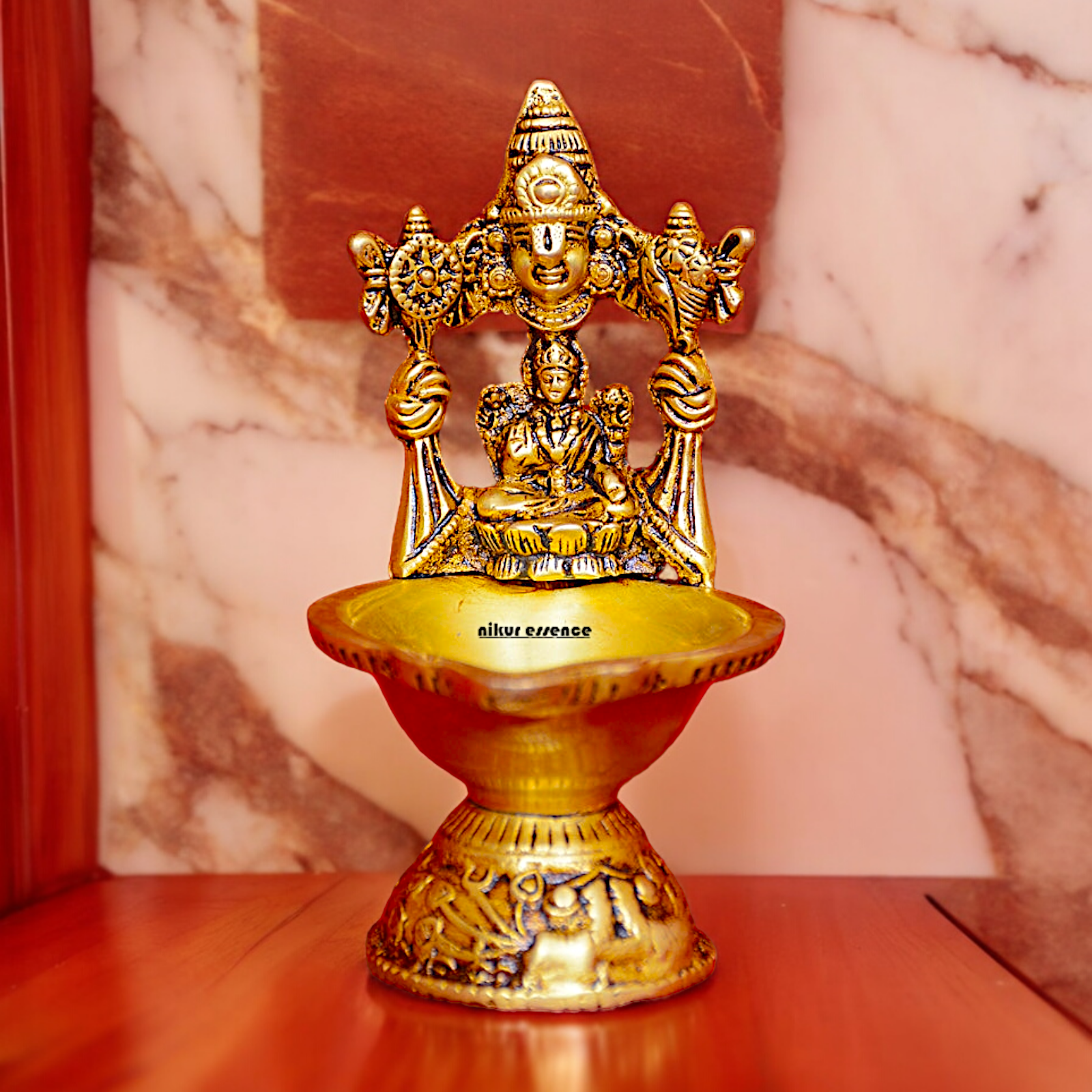 Shop Brass Tirupati Balaji with Lakshmi Diya - 5 inches Nikuressence