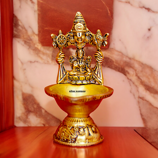 Shop Brass Tirupati Balaji with Lakshmi Diya - 5 inches Nikuressence
