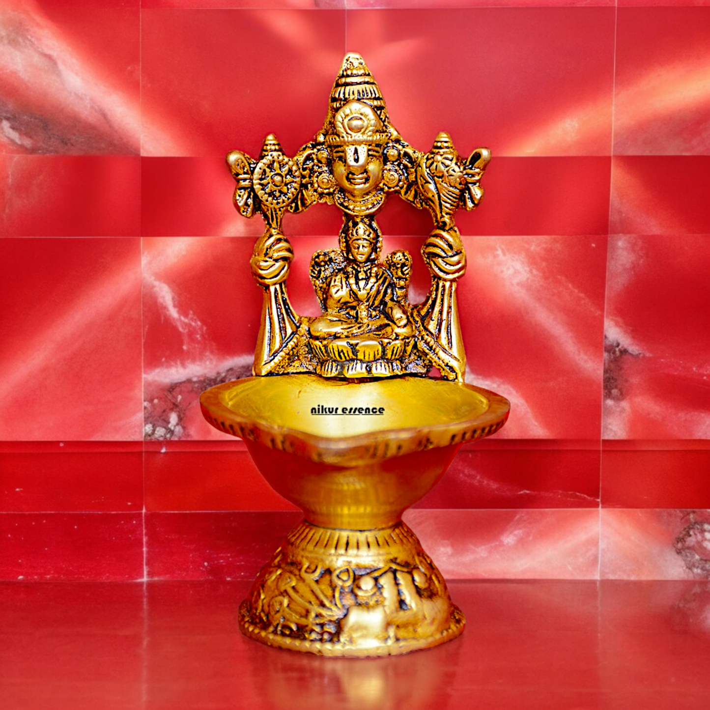 Shop Brass Tirupati Balaji with Lakshmi Diya - 5 inches Nikuressence