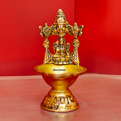 Shop Brass Tirupati Balaji with Lakshmi Diya - 5 inches Nikuressence