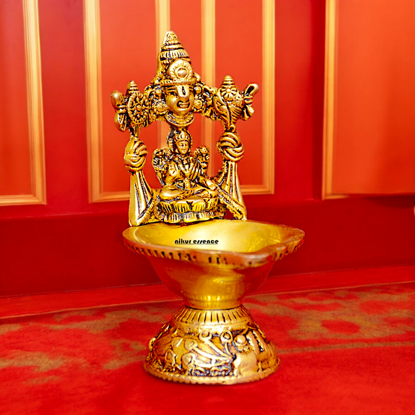 Shop Brass Tirupati Balaji with Lakshmi Diya - 5 inches Nikuressence