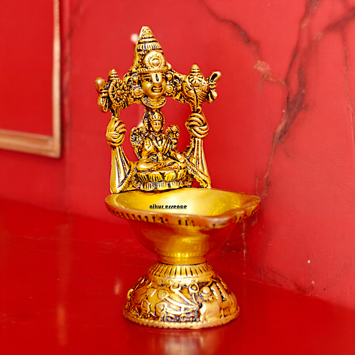 Shop Brass Tirupati Balaji with Lakshmi Diya - 5 inches Nikuressence