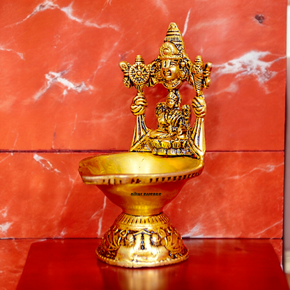 Shop Brass Tirupati Balaji with Lakshmi Diya - 5 inches Nikuressence