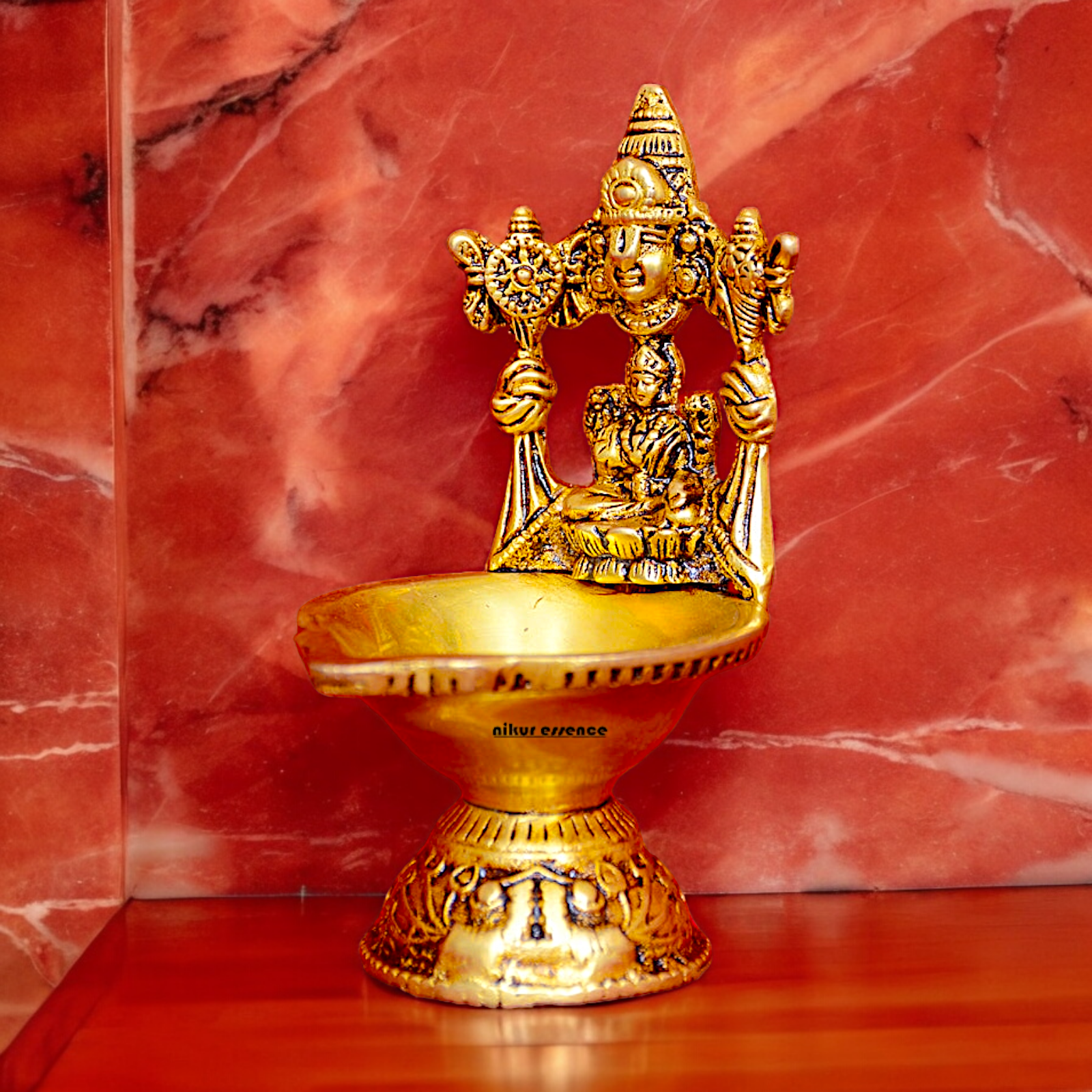 Shop Brass Tirupati Balaji with Lakshmi Diya - 5 inches Nikuressence