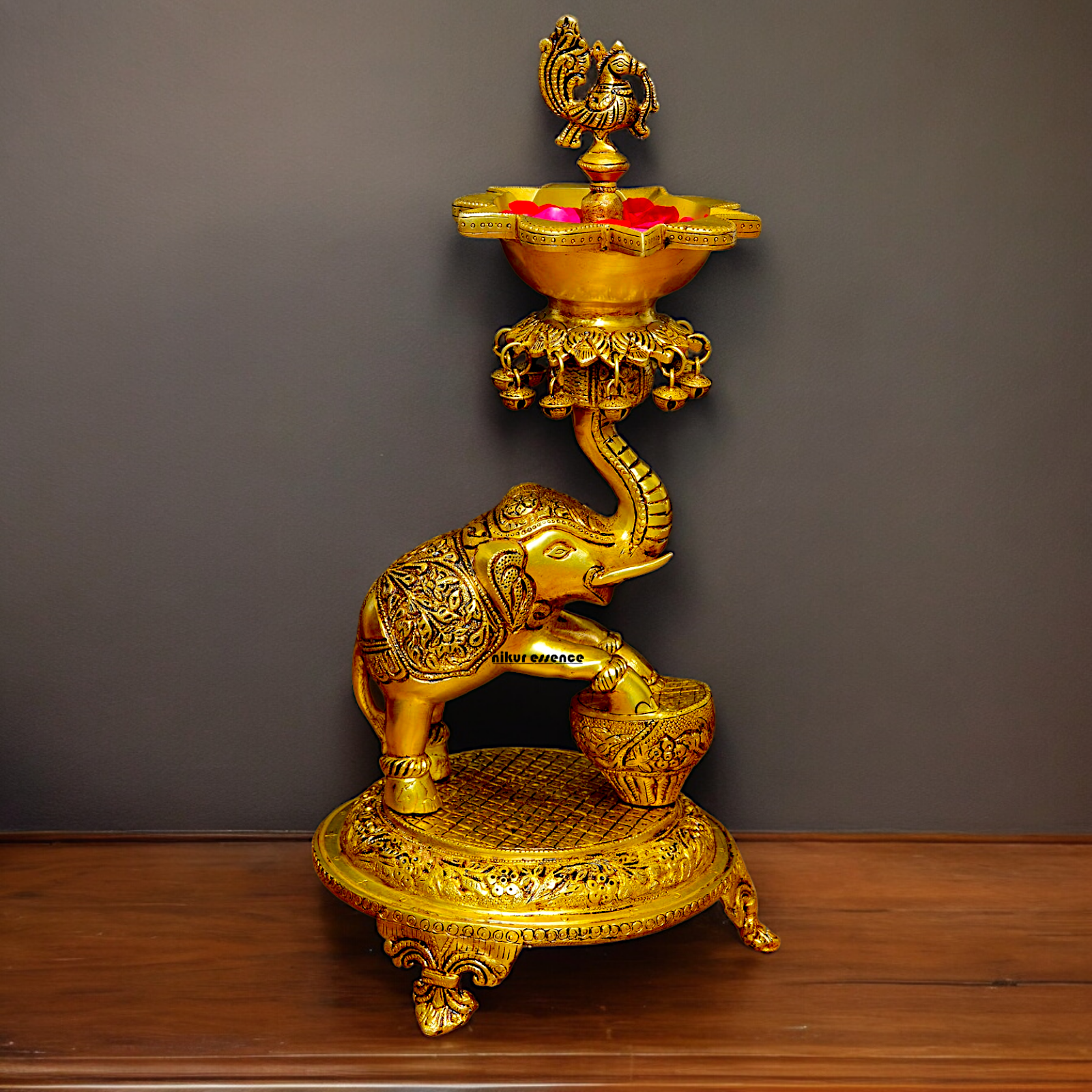 Shop Big Brass Elephant Oil lamp Diya - 17.992 inches Nikuressence