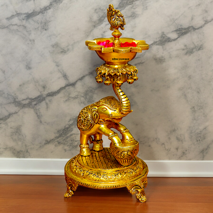 Shop Big Brass Elephant Oil lamp Diya - 17.992 inches Nikuressence