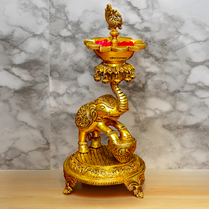 Shop Big Brass Elephant Oil lamp Diya - 17.992 inches Nikuressence