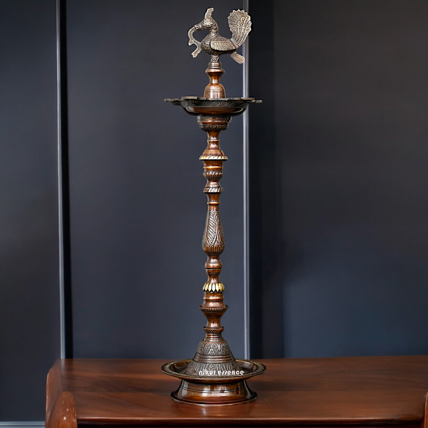 Buy Large Brass Peacock Diya Lamp - 36 inches Nikuressence