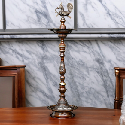 Buy Large Brass Peacock Diya Lamp - 36 inches Nikuressence