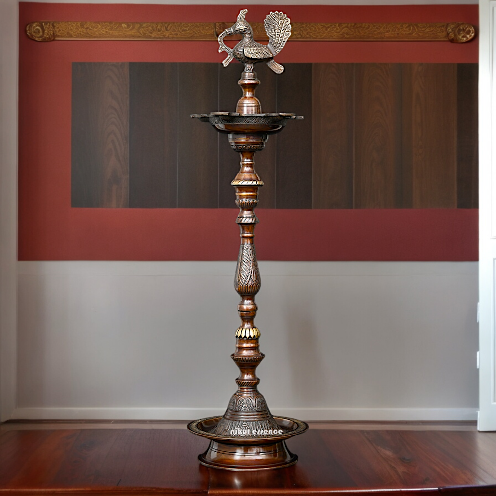 Buy Large Brass Peacock Diya Lamp - 36 inches Nikuressence