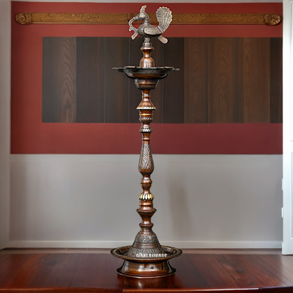 Buy Large Brass Peacock Diya Lamp - 36 inches Nikuressence