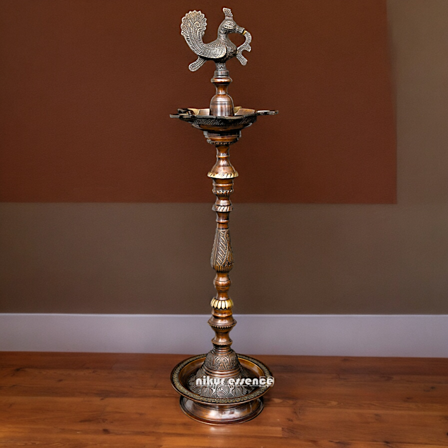 Buy Large Brass Peacock Diya Lamp - 36 inches Nikuressence