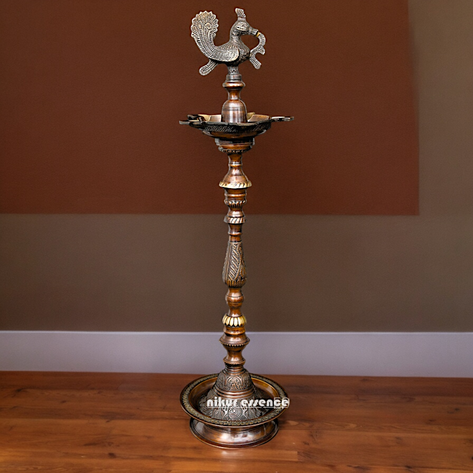Buy Large Brass Peacock Diya Lamp - 36 inches Nikuressence