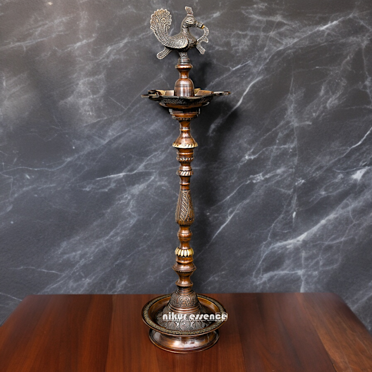 Buy Large Brass Peacock Diya Lamp - 36 inches Nikuressence