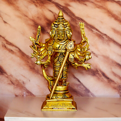 Buy antique Brass shanmugar Murugan Kartikeya idol - 6 inches Nikuressence