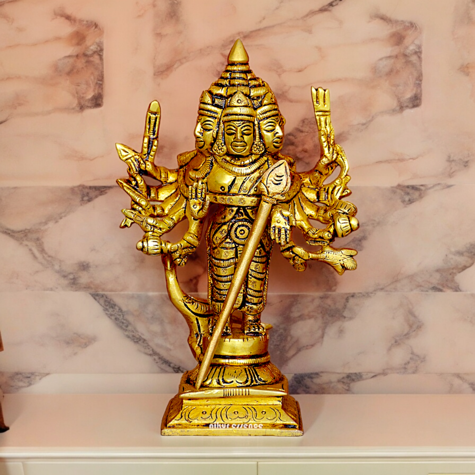 Buy antique Brass shanmugar Murugan Kartikeya idol - 6 inches Nikuressence