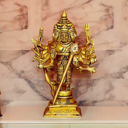 Buy antique Brass shanmugar Murugan Kartikeya idol - 6 inches Nikuressence