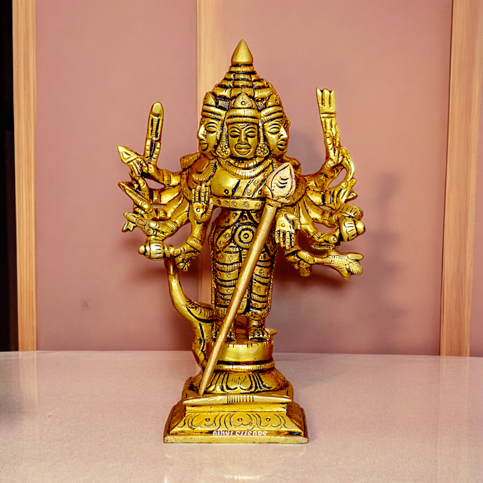 Buy antique Brass shanmugar Murugan Kartikeya idol - 6 inches Nikuressence