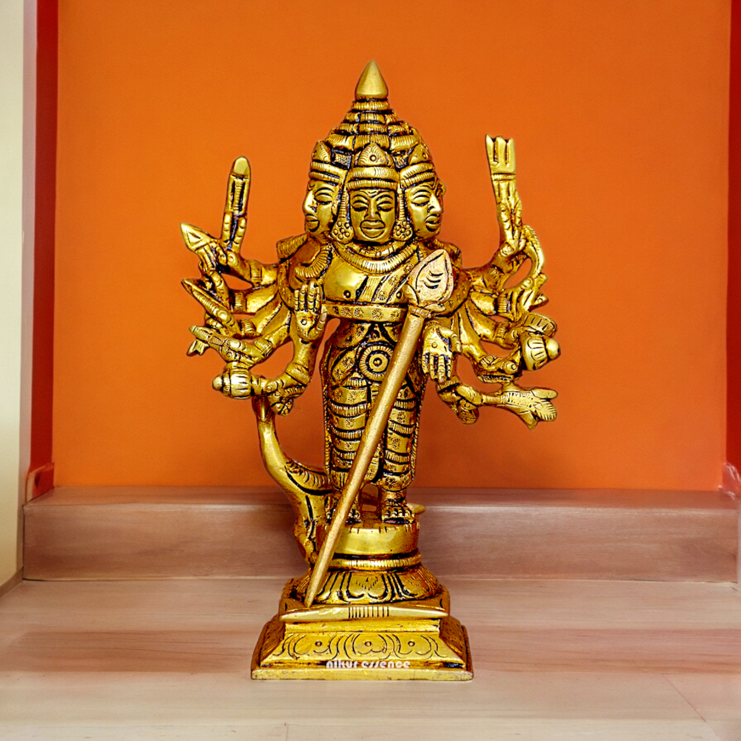 Buy antique Brass shanmugar Murugan Kartikeya idol - 6 inches Nikuressence