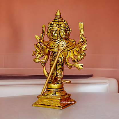 Buy antique Brass shanmugar Murugan Kartikeya idol - 6 inches Nikuressence