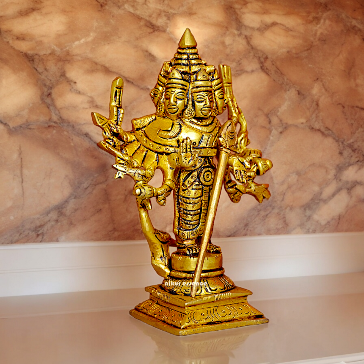 Buy antique Brass shanmugar Murugan Kartikeya idol - 6 inches Nikuressence