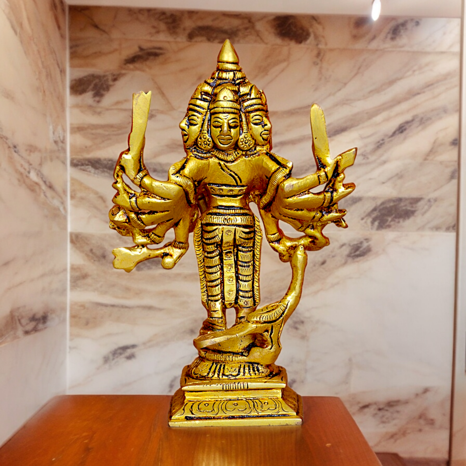 Buy antique Brass shanmugar Murugan Kartikeya idol - 6 inches Nikuressence