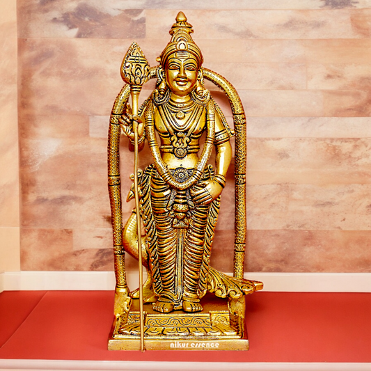 Solid Brass Murugan Kartikeya with Idol - 9.5 inches Nikuressence