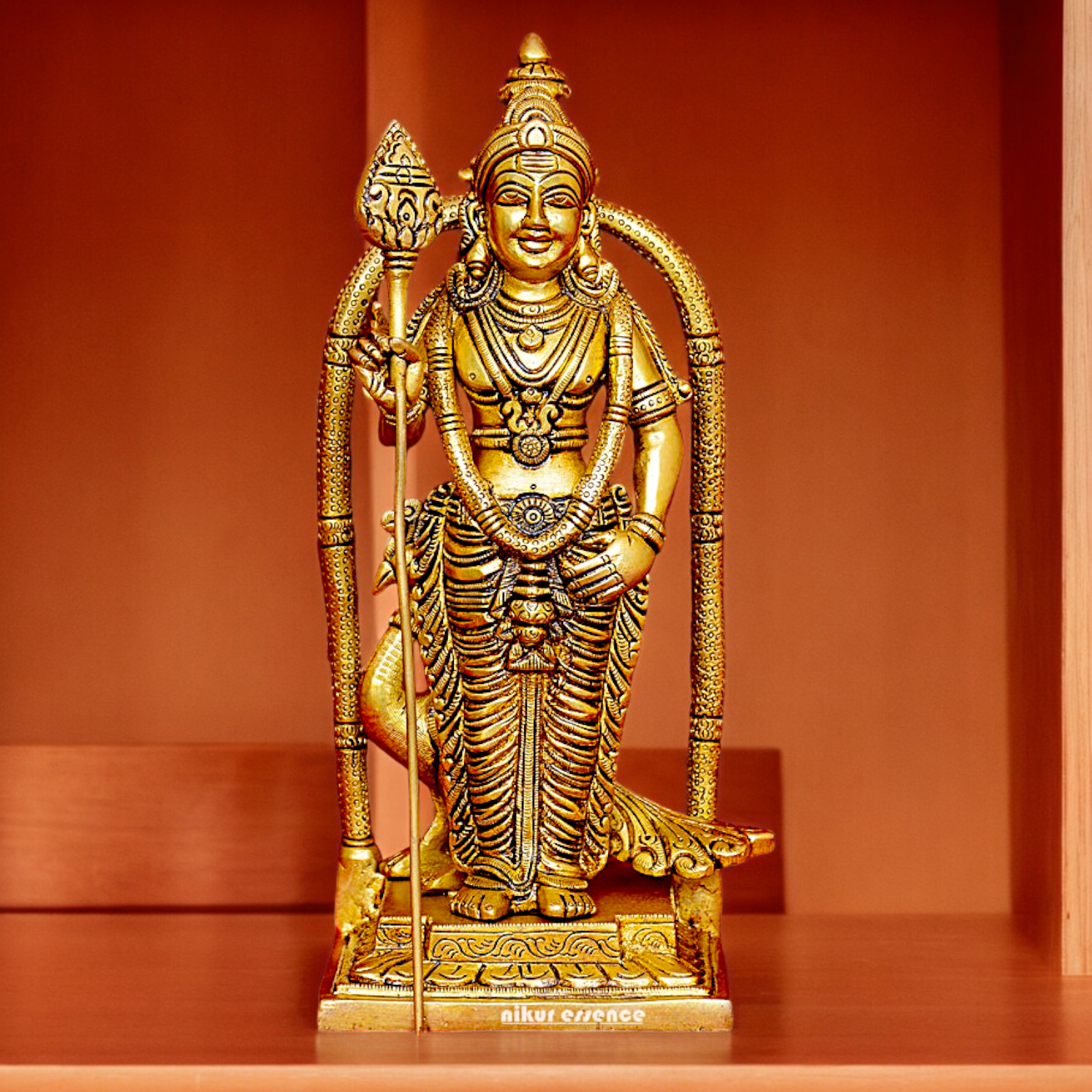 Solid Brass Murugan Kartikeya with Idol - 9.5 inches Nikuressence