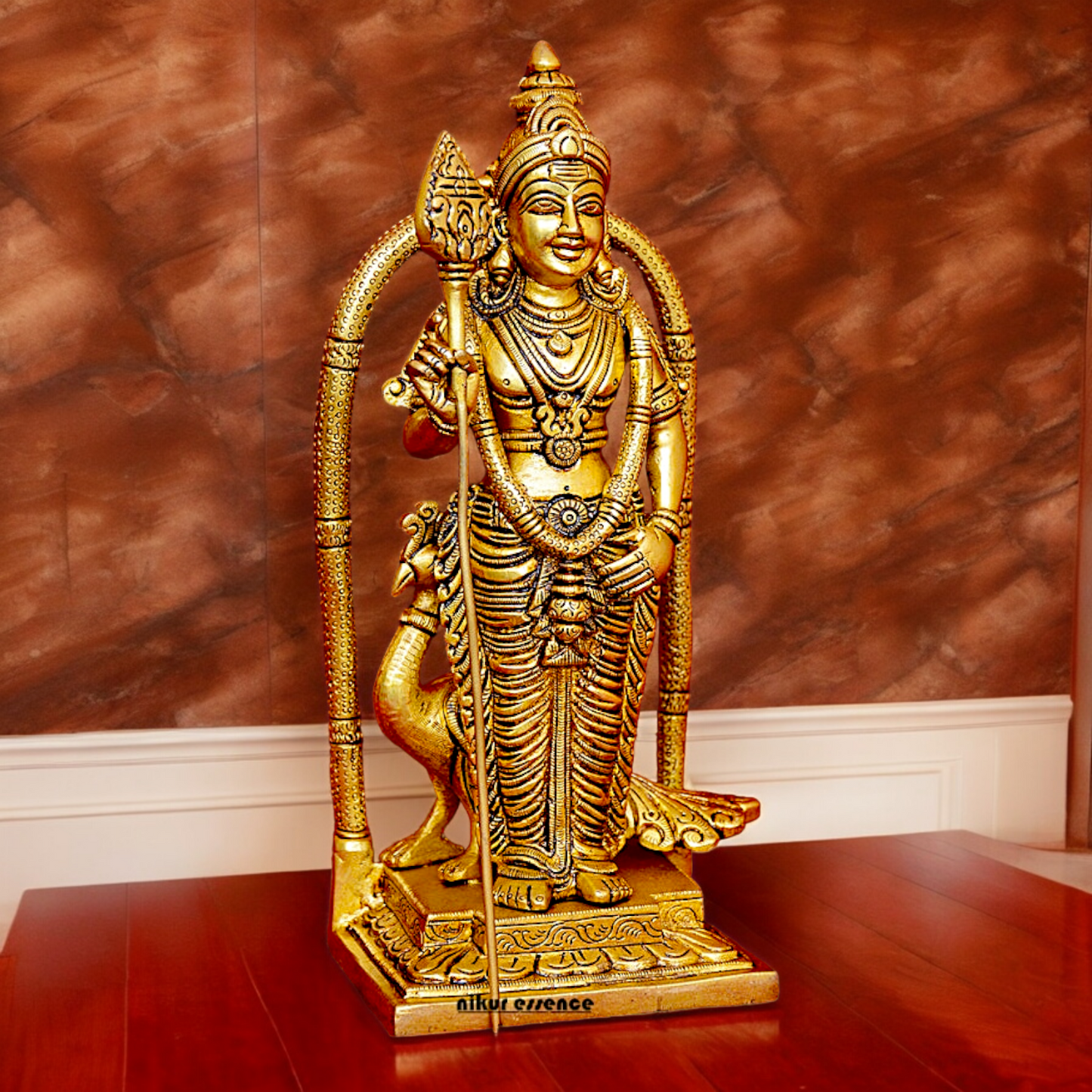 Solid Brass Murugan Kartikeya with Idol - 9.5 inches Nikuressence