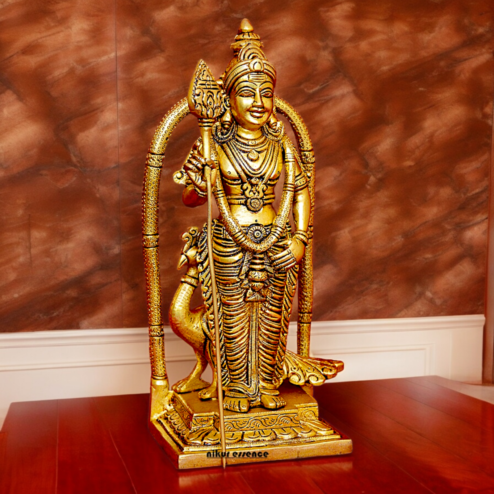 Solid Brass Murugan Kartikeya with Idol - 9.5 inches Nikuressence