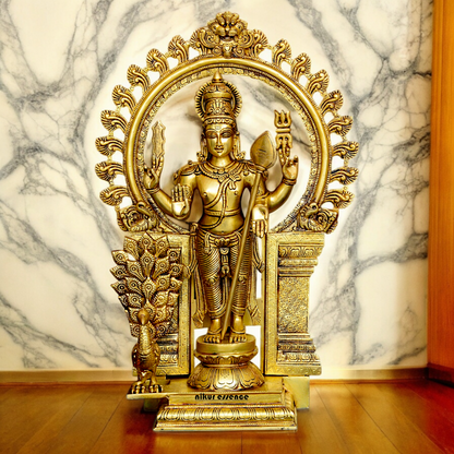 Shop Brass Murugan Kartikeya with Peacock idol - 22 inches Nikuressence