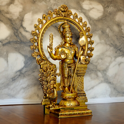 Shop Brass Murugan Kartikeya with Peacock idol - 22 inches Nikuressence