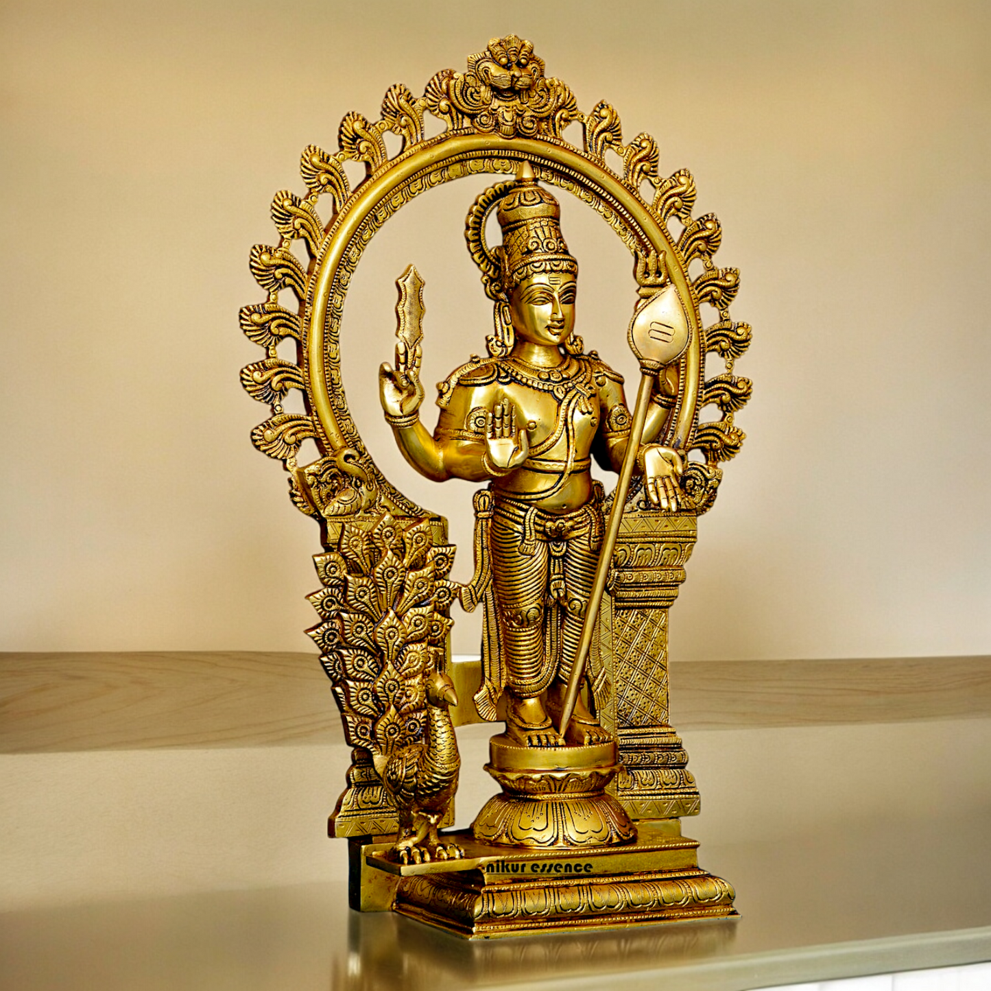 Shop Brass Murugan Kartikeya with Peacock idol - 22 inches Nikuressence