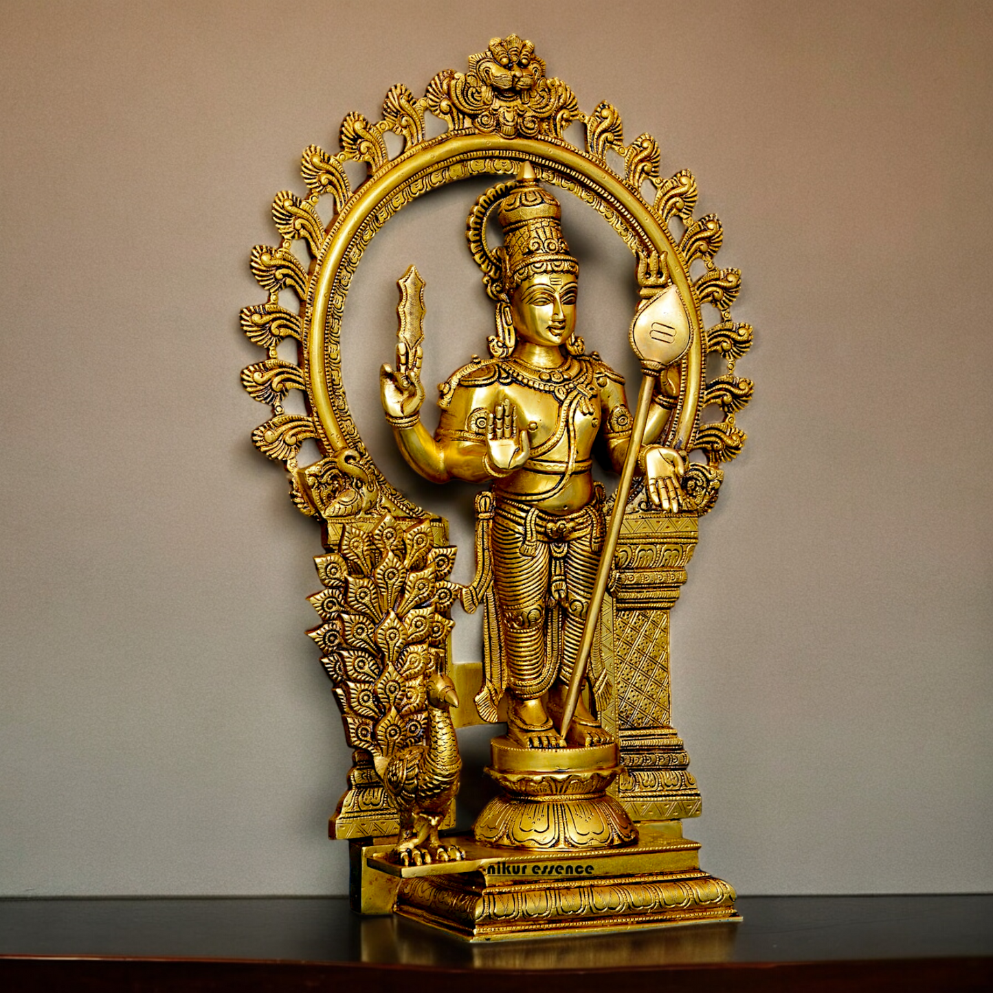 Shop Brass Murugan Kartikeya with Peacock idol - 22 inches Nikuressence