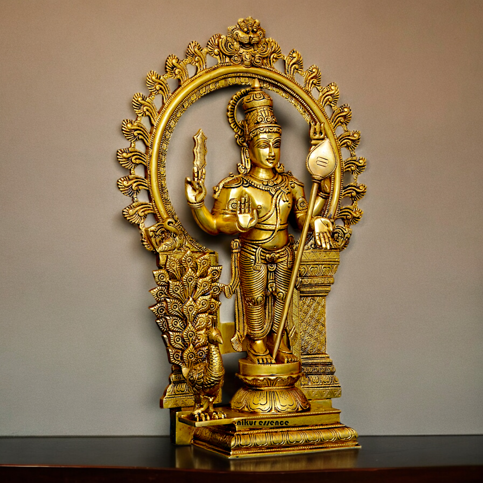 Shop Brass Murugan Kartikeya with Peacock idol - 22 inches Nikuressence